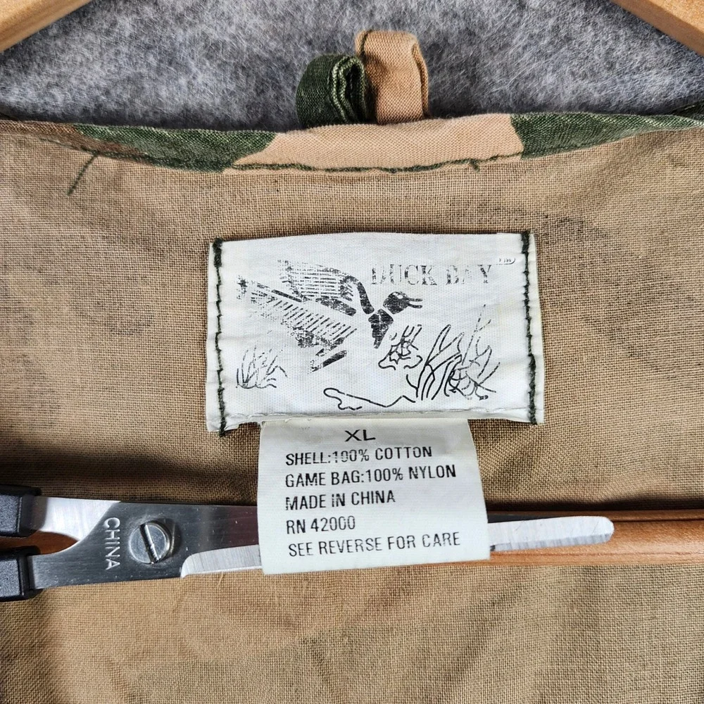 VTG Duck Bay Men XL Camo Hunting‎ Vest Woodland Camouflage Shell Loop Game Bag